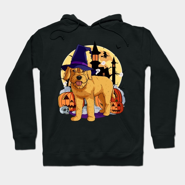 Goldendoodle Witch Halloween Pumpkin Hoodie by Noseking